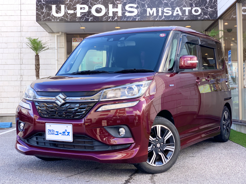 スズキ ソリオ バンディットHV　MV　OP10年保証対象車　衝突被害軽減ブレーキ　両側パワースライドドア　ドラレコ　ETC　レザーシートカバー　バックカメラ　コーナーセンサー　純正15インチアルミホイール　アイドリングストップ　LED